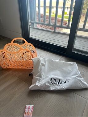 Chloé Peach Orange Lattice Tote